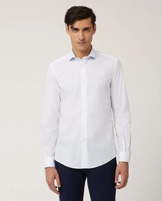 Однотонная узкая мужская рубашка белого цвета Harmont&amp;Blaine, белый Harmont&Blaine