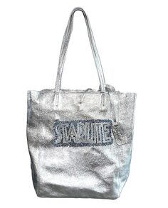 Сумка-шопер серебристого цвета с эффектом металлик Starlite, серебро