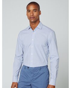 Узкая мужская рубашка из поплина с голубым клетчатым принтом Hackett, светло-синий