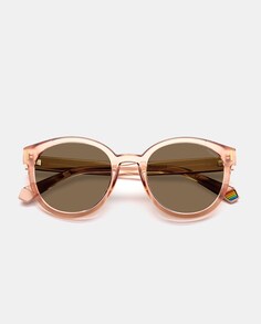 Розовые круглые женские солнцезащитные очки с поляризационными линзами Polaroid, розовый