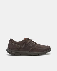 Мужские туфли на шнуровке из нубука с контрастной строчкой 24HRS, темно коричневый