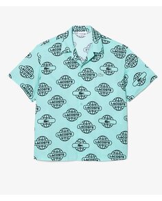 Рубашка из хлопкового твила с принтом Lacoste Globe Lacoste