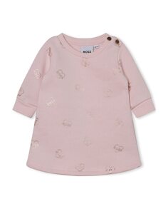 Платье для девочки однотонное розового цвета BOSS Kidswear, розовый