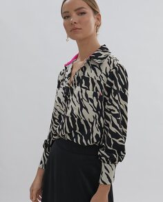 Женская рубашка на пуговицах цвета фуксии и анималистического принта Lola Casademunt, мультиколор