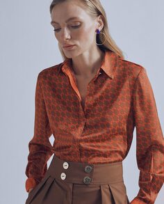 Женская рубашка с длинным рукавом с абстрактным принтом Lola Casademunt, коричневый