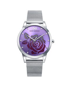 Женские часы Tooting с фиолетовым циферблатом с разноцветным блестящим цветком Mark Maddox, серебро