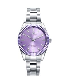 Женские часы Shibuya с фиолетовым циферблатом и алюминиевым безелем Mark Maddox, серебро