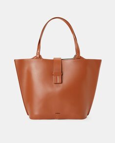 Гладкая сумка-шопер коричневого цвета с контрастной внутренней частью Jo &amp; Mr. Joe, темно коричневый