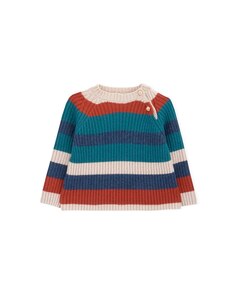 Полосатый свитер в рубчик с круглым вырезом для мальчика для мальчика KNOT, мультиколор