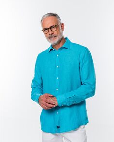 Гладкая тонкая мягкая мужская рубашка бирюзового цвета Wickett Jones, бирюзовый