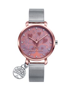 Женские часы Shibuya из двухцветной стали с голографическим циферблатом «Древо жизни» и сердечками Mark Maddox, серебро