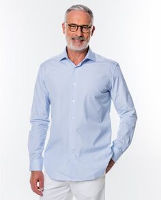Мужская узкая хлопковая рубашка в голубую полоску Wickett Jones, светло-синий