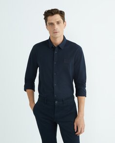 Мужская спортивная рубашка из пике стандартного кроя Armani Exchange, темно-синий