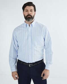 Мужская повседневная полосатая оксфордская рубашка с длинными рукавами больших размеров Mirto, светло-синий