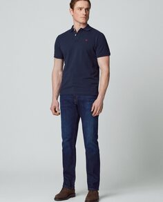 Узкие мужские джинсы с эффектом потертости темно-синего цвета Hackett, синий