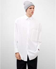 Мужская рубашка оверсайз с однотонным белым принтом Adolfo Dominguez, белый
