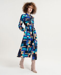 Платье-рубашка с поясом 100% эковискоза Surkana, синий