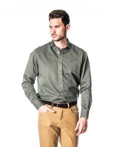 Однотонная темно-зеленая мужская рубашка Spagnolo, темно-зеленый