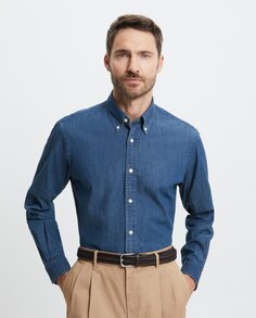 Мужская джинсовая спортивная рубашка с длинными рукавами Emidio Tucci, темно-синий