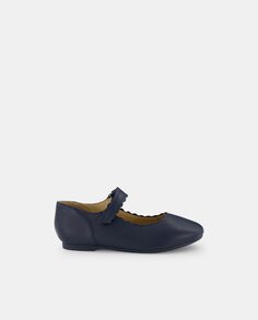 Темно-синие туфли Мэри Джейн для девочек с волнистой отделкой и застежкой на липучку El Corte Inglés, темно-синий