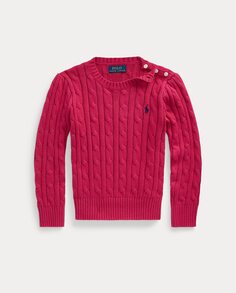 Хлопковый свитер для девочки цвета фуксии Polo Ralph Lauren, фуксия