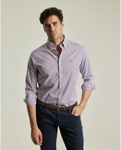 Узкая мужская рубашка в полоску баклажанового цвета PuroEgo, фиолетовый