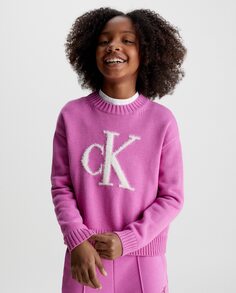 Розовый девичий свитер Calvin Klein, фуксия