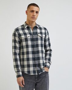 Классическая мужская рубашка в клетку натурального цвета Lee