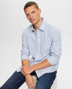 Мужская базовая рубашка в полоску стандартного кроя Esprit, светло-синий