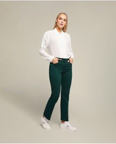 Женские прямые брюки со шлевками на талии и юбкой пуш-ап Elena Mirò, зеленый