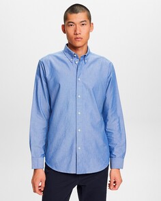 Мужская базовая рубашка-оксфорд из хлопка Esprit, синий