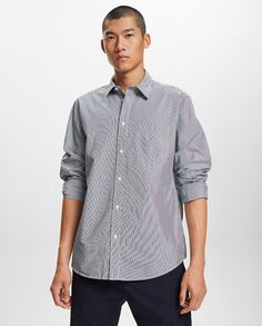 Мужская базовая рубашка в полоску стандартного кроя Esprit, темно-синий