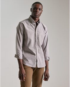 Светло-коричневая гладкая приталенная мужская рубашка PuroEgo, светло-коричневый