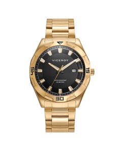 Мужские стальные часы Heat с черным циферблатом и золотым IP-ремешком Viceroy, золотой