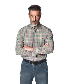 Мужская рубашка из поплина в классическую клетку зеленого цвета Spagnolo, зеленый