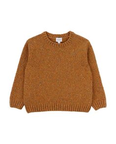 Мраморный свитер для девочки с круглым вырезом KNOT, горчичный