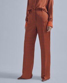 Женские широкие брюки-палаццо с карманами на щиколотках и абстрактным принтом Lola Casademunt, коричневый