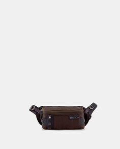 Мужская поясная сумка из коричневой комбинированной ткани Scharlau, коричневый