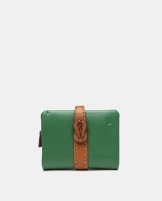Маленький кошелек из кожи зеленого цвета с контрастной деталью Abbacino, зеленый