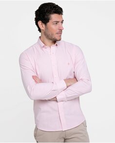 Узкая мужская оксфордская рубашка в розовую полоску Valecuatro, розовый