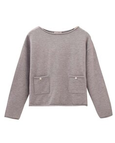 Серый свитер для девочки с карманами мягкой вязки Dadati, серый
