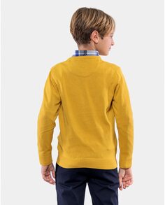Однотонный свитер для мальчика с круглым вырезом Spagnolo, желтый
