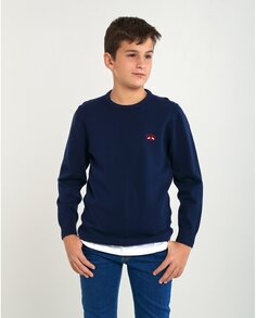 Однотонный свитер для мальчика с круглым вырезом Spagnolo, темно-синий