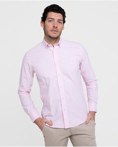 Светло-розовая однотонная мужская оксфордская рубашка узкого кроя Valecuatro, розовый