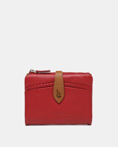 Маленький красный кожаный кошелек с логотипом и гравировкой Abbacino, красный