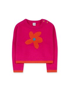 Трикотажный свитер для девочки с цветочным жаккардом Tuc tuc, фуксия