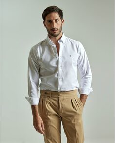 Однотонная белая тонкая мужская рубашка PuroEgo, белый
