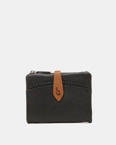 Маленький черный кожаный кошелек с логотипом и гравировкой Abbacino, черный