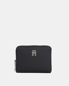Черный кошелек на молнии и логотипом TH Tommy Hilfiger, черный