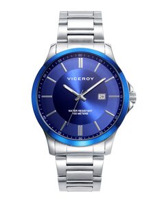 Наручные мужские часы с синим корпусом и стальным браслетом Viceroy, серебро